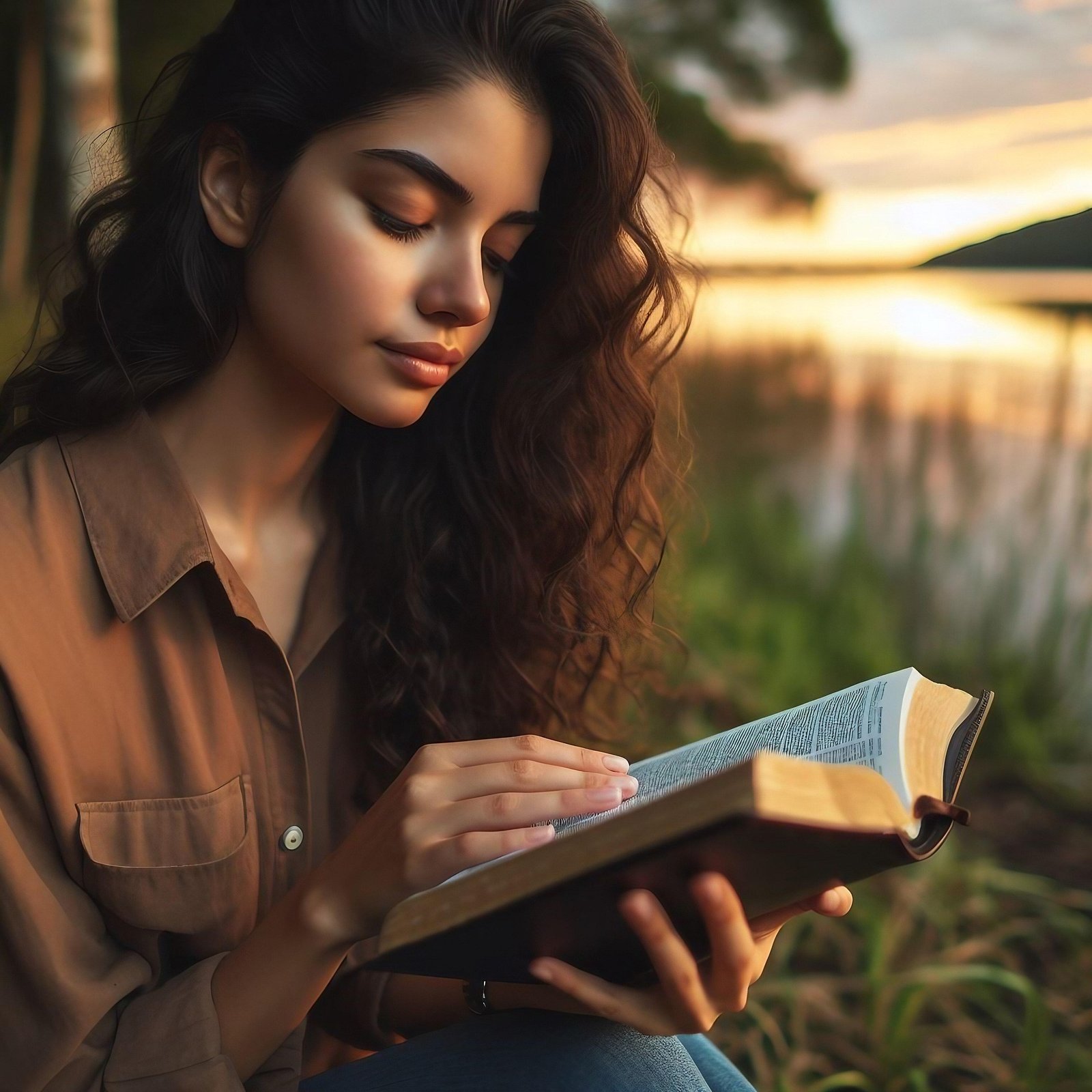 woman reading Bible